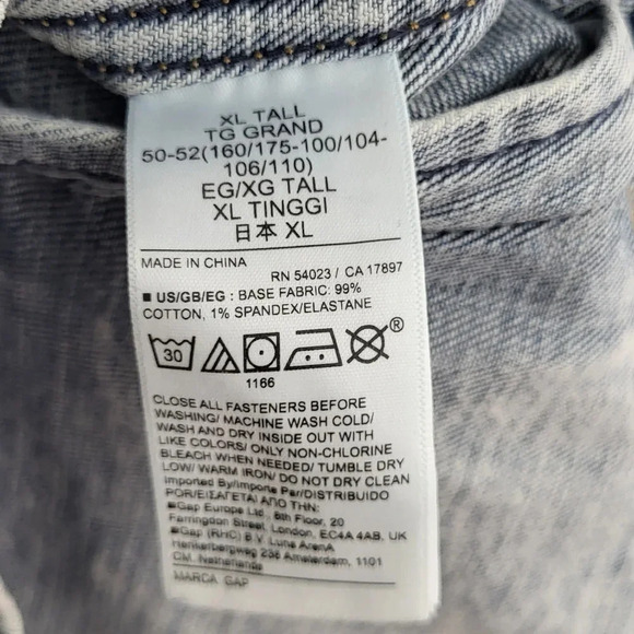 Gap Nwt New Womens Acid Wash Denim Jean Jacket Size XL Tall - Picture 12 of 12